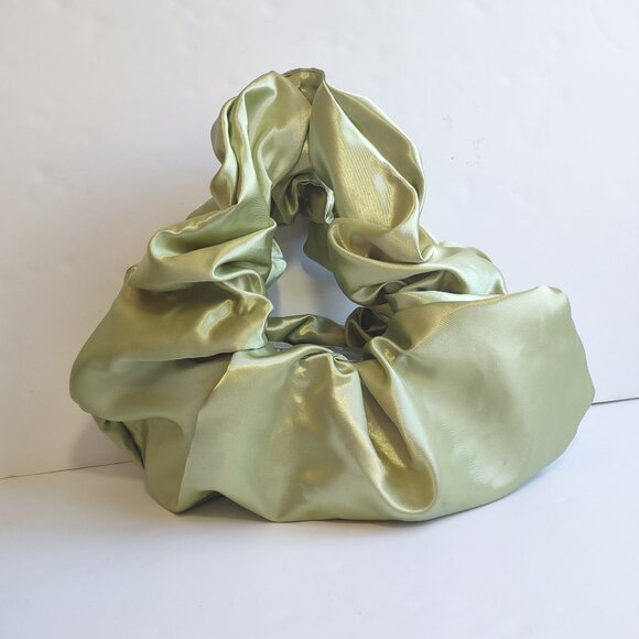 Room Shop Bounce Baguette Bag Mini Satin Hobo Bag Yellow-Green 16" x 9" One Size - Picture 3 of 5